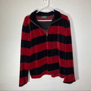 lauren ralph lauren velour stripped quarter zip
